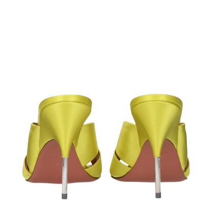 Stiletto Sandals by Amina Muaddi for women in satin green presents a sculptural silhouette, showcasing the Women's Satin Stiletto Sandals design with a sculptural stiletto and for a premium look.
