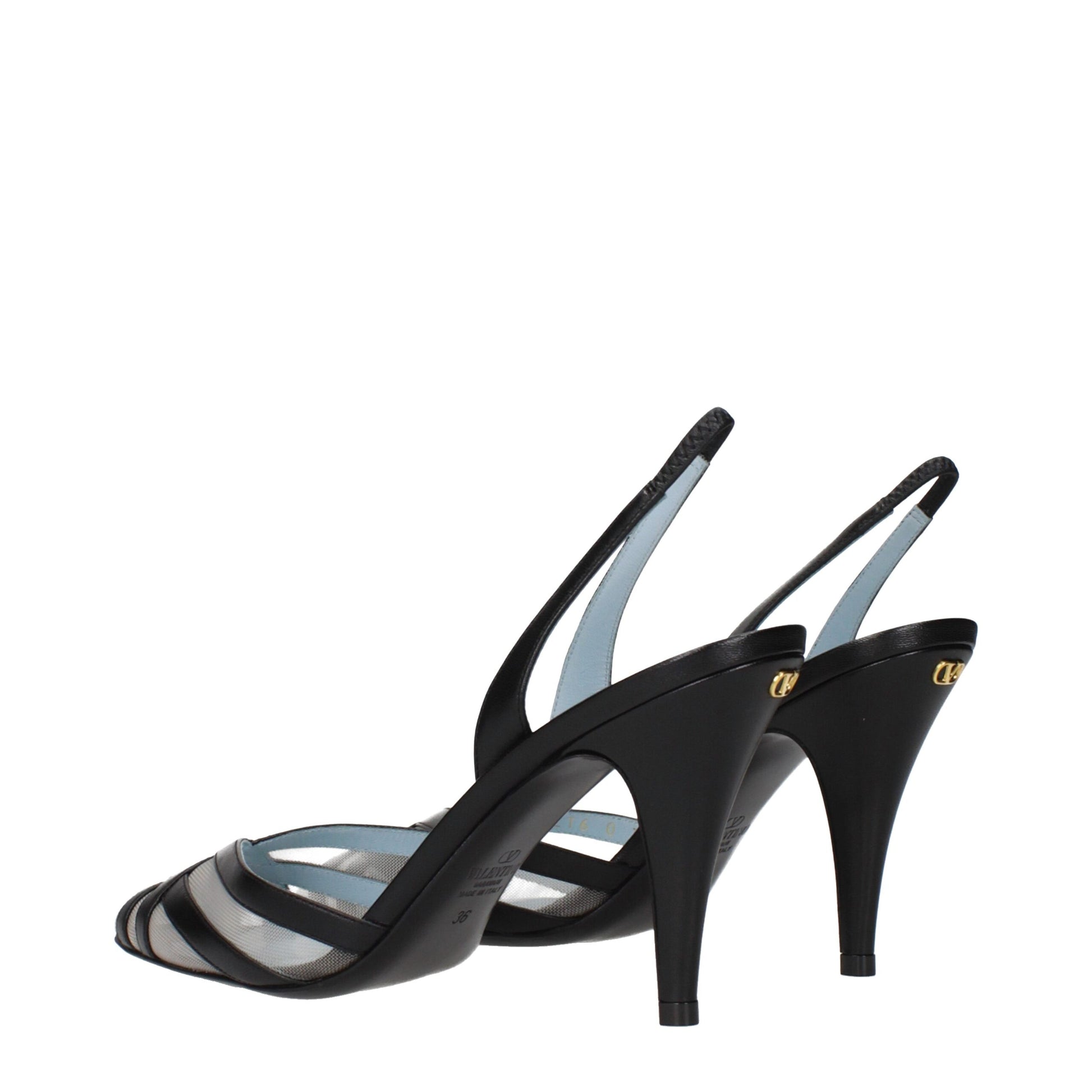 High-Heel Sandals Pumps Heels by Valentino Garavani for women in leather black & gold showcases a exquisite silhouette, perfectly accentuating Women's Leather High-Heel Sandals Pumps Heels with a exquisite high-heel 9-cm-heel and exquisite .