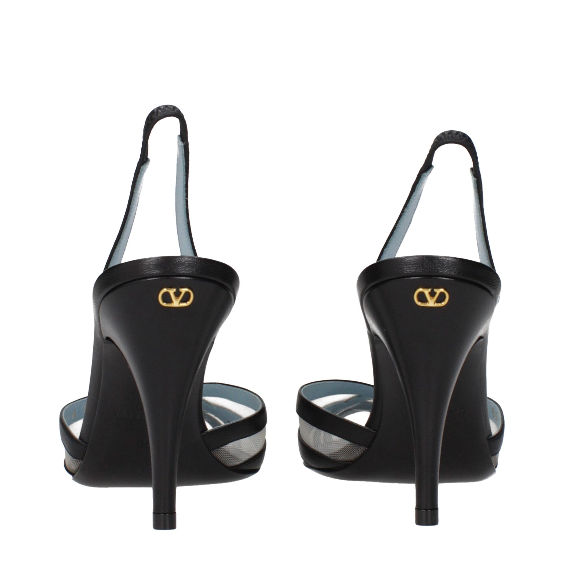 High-Heel Sandals Pumps Heels by Valentino Garavani for women in leather black & gold features an effortlessly chic silhouette from the Women's Leather High-Heel Sandals Pumps Heels collection, showcasing a high-heel 9-cm-heel and effortlessly chic for a effortlessly chic look.