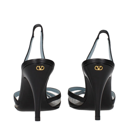 High-Heel Sandals Pumps Heels by Valentino Garavani for women in leather black & gold features an effortlessly chic silhouette from the Women's Leather High-Heel Sandals Pumps Heels collection, showcasing a high-heel 9-cm-heel and effortlessly chic for a effortlessly chic look.