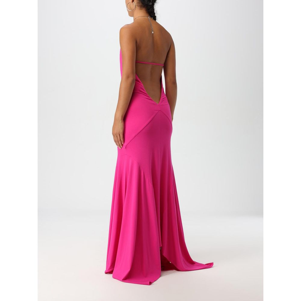 Dress by The Attico for women in chiffon fuchsia features an sultry silhouette defined by a and , falling to an sultry maxi for a sultry look.