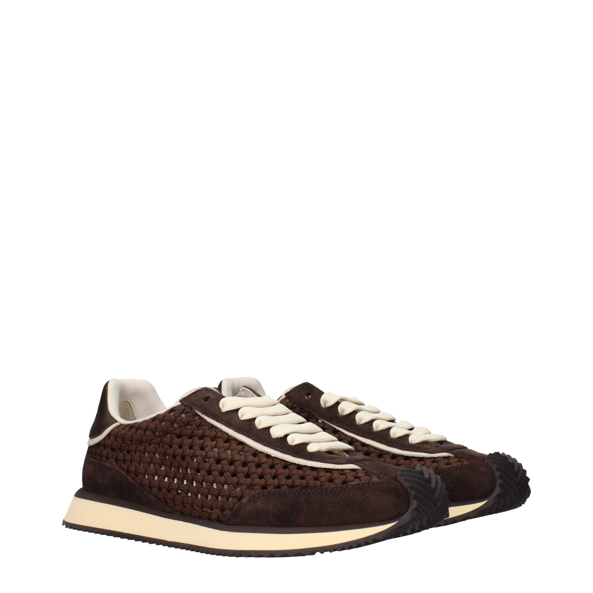 Sneakers by Dolce & Gabbana for men in fabric brown features a chic design, perfectly showcasing the chic low-top style of this Men's Low Top Fabric Sneakers.