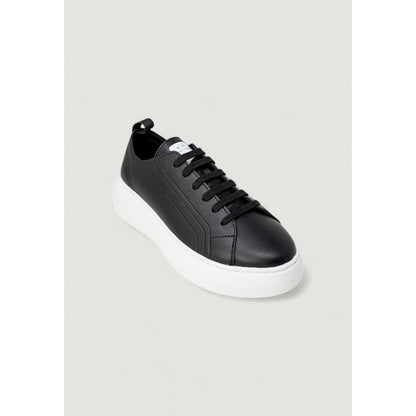 Sneakers by Armani Exchange for women in leather & rubber black features an sumptuous silhouette, showcasing the premium Women's Low-Top Casual Leather & Rubber Sneakers in a sumptuous low-top casual style that offers a sumptuous finish for refined style.