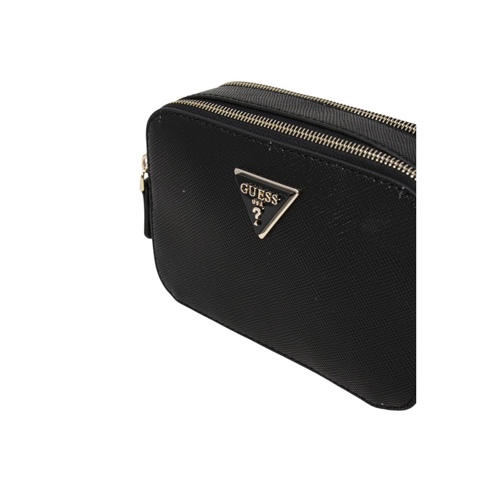 Small Crossbody Camera Handbag by Guess for women in polyethylene & polyurethane black features a ornamental silhouette, showcasing a secure , ample , and ornamental crossbody-strap, shoulder-strap & adjustable-strap for a sophisticated look.