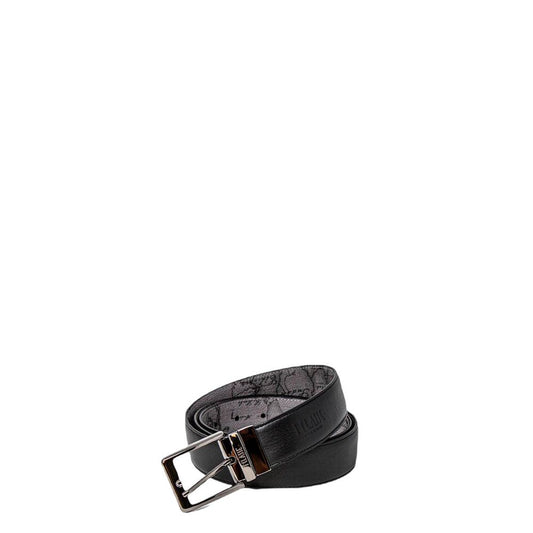 Belt by Alviero Martini Prima Classe for men in polyurethane leather black features an artisanal finish, elegantly showcasing the signature style and artisanal craftsmanship of the Polyurethane Leather Belt design.