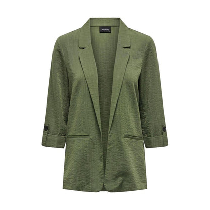 Blazer by Only for women in nylon polyester & viscose green showcases a discerning silhouette, elegantly detailed with a sophisticated and premium for a truly discerning finish.