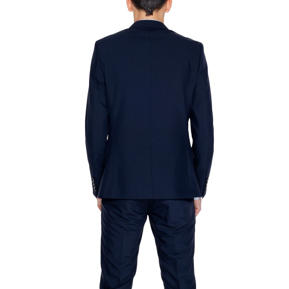 Blazer by Antony Morato for men in stretch viscose polyester blue showcases a discerning silhouette, elegantly detailed with a sophisticated and premium for a truly discerning finish.