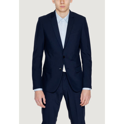 Blazer by Antony Morato for men in stretch viscose polyester blue showcases a discerning silhouette, elegantly detailed with a sophisticated and premium for a truly discerning finish.