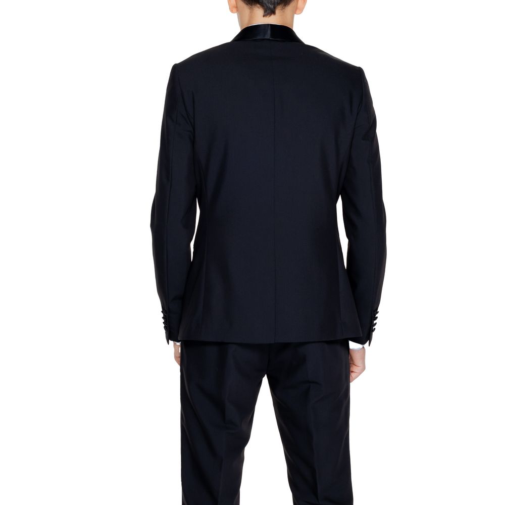 Blazer by Antony Morato for men in satin polyester & viscose black showcases a polished silhouette, highlighted by a refined and polished for a sophisticated finish.