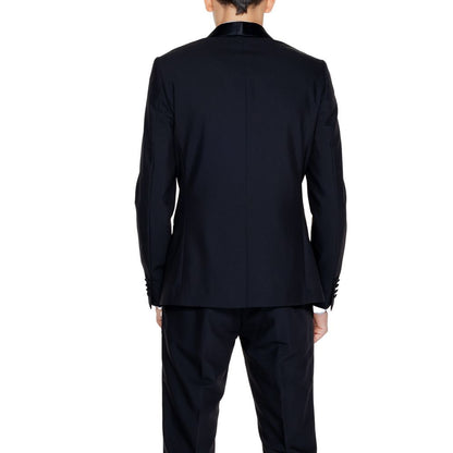 Blazer by Antony Morato for men in satin polyester & viscose black showcases a polished silhouette, highlighted by a refined and polished for a sophisticated finish.