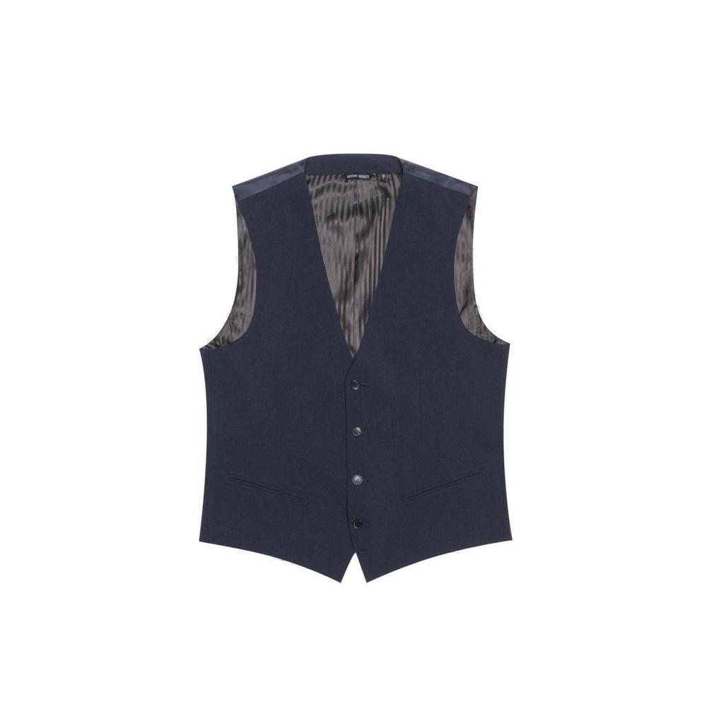Vest by Antony Morato for men in stretch polyester blue showcases a utilitarian silhouette, artfully incorporating pockets and a utilitarian for a truly utilitarian finish.