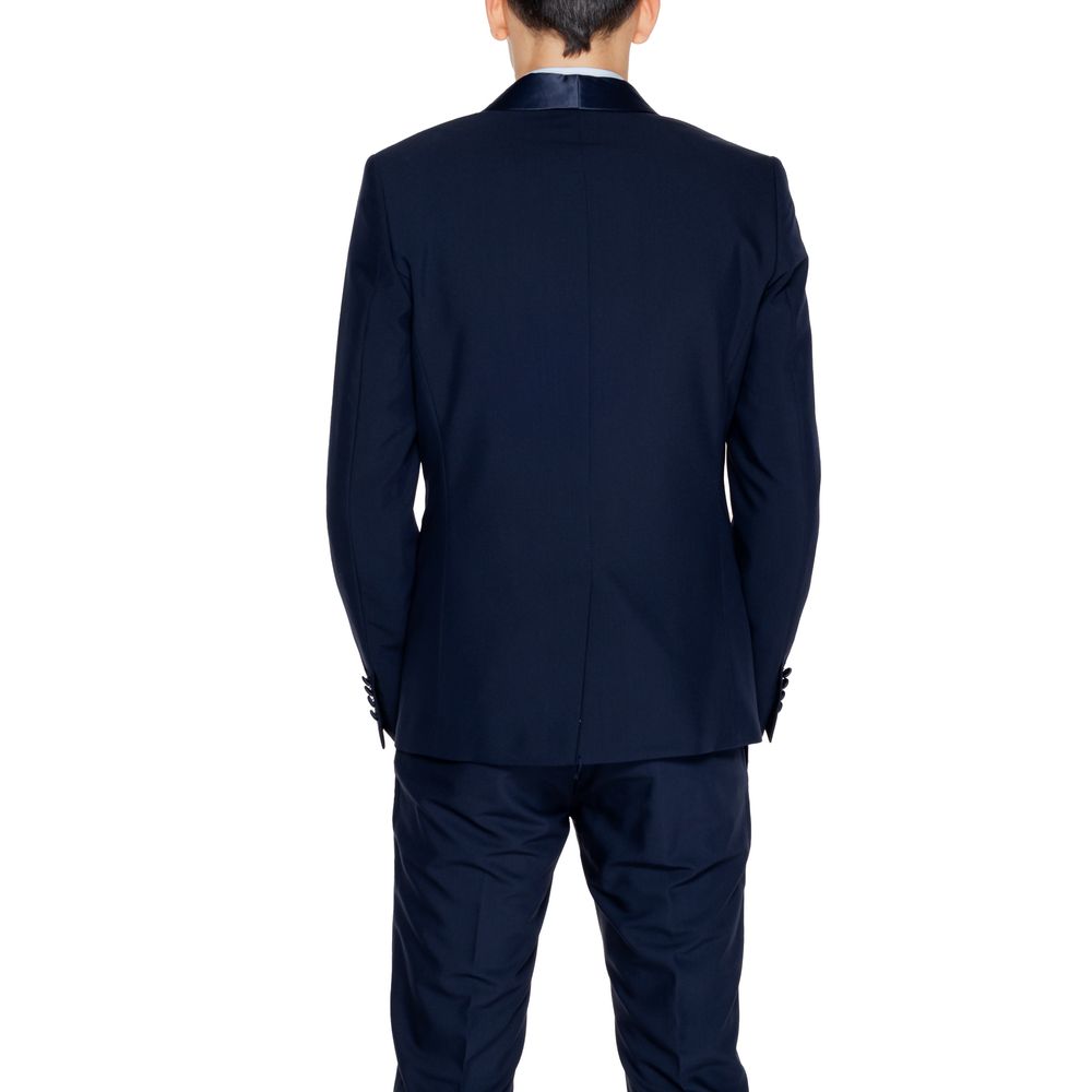 Blazer by Antony Morato for men in satin polyester & viscose blue showcases a discerning silhouette, elegantly detailed with a sophisticated and premium for a truly discerning finish.