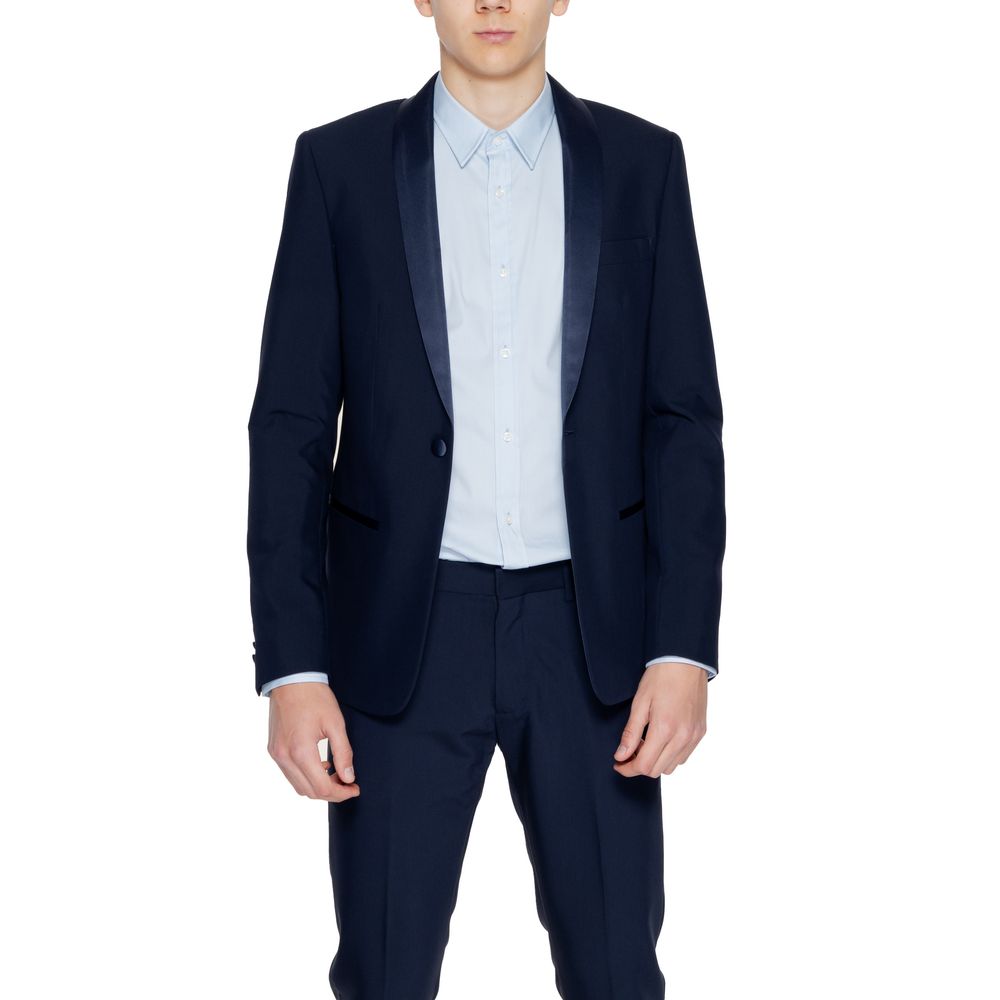 Blazer by Antony Morato for men in satin polyester & viscose blue features an stylish silhouette, showcasing a sophisticated and stylish for a truly stylish finish.