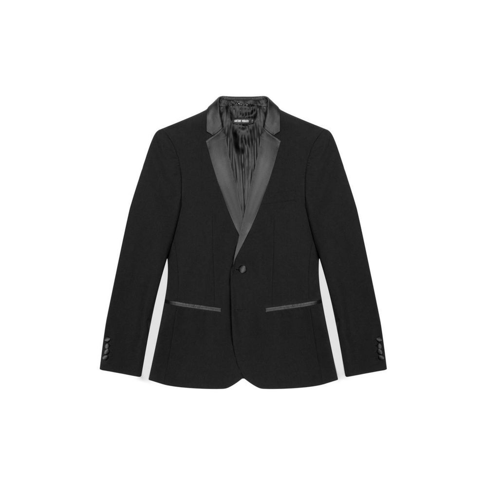 This Blazer by Antony Morato for men in satin polyester & viscose black & white presents a tailored silhouette, meticulously tailored with a tailored lapel neckline and distinctive for a tailored finish.