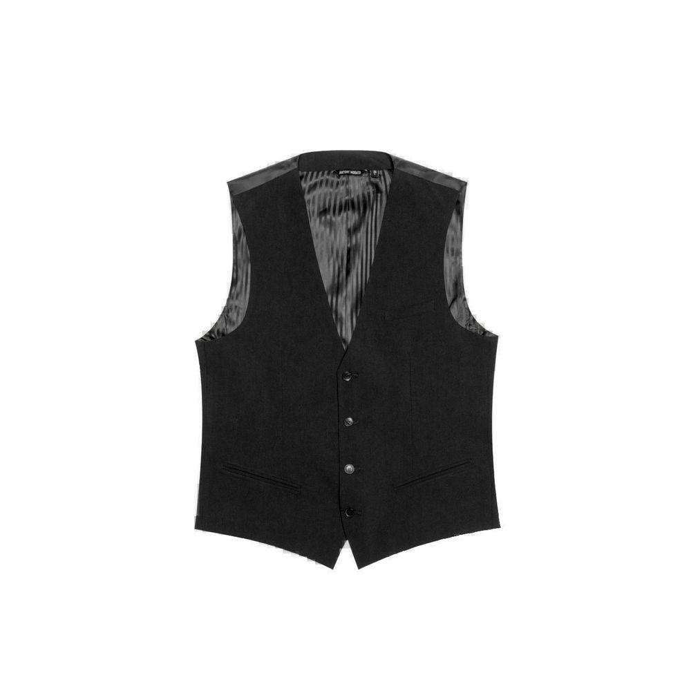 Vest by Antony Morato for men in stretch polyester black features an contemporary silhouette, showcasing refined pockets and a contemporary for a sophisticated layered look.