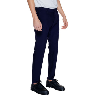 Pant Suit by Antony Morato for men in stretch viscose polyester blue presents a sharp silhouette, artfully finished with a sharp and a sophisticated for a truly sharp look.
