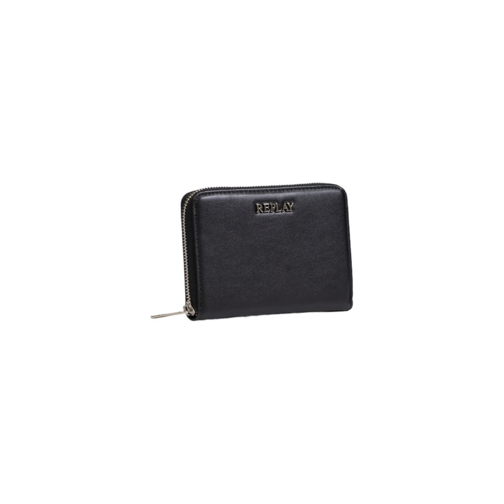 Wallet by Replay for women in polyester black showcases a refined silhouette, artfully detailed with the signature style of the Polyester Wallet and functional .