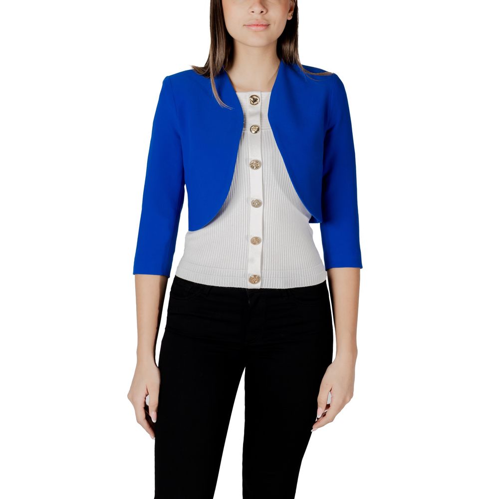 Jacket by Morgan De Toi for women in stretch polyester & viscose blue showcases a contemporary silhouette, detailed with a contemporary and premium for a sophisticated finish.