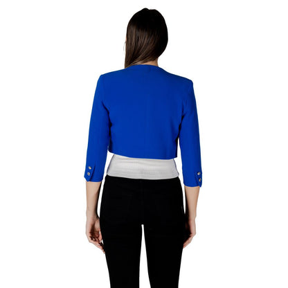 Jacket by Morgan De Toi for women in stretch polyester & viscose blue features an utilitarian silhouette with a refined , showcasing sophisticated for an utilitarian aesthetic.