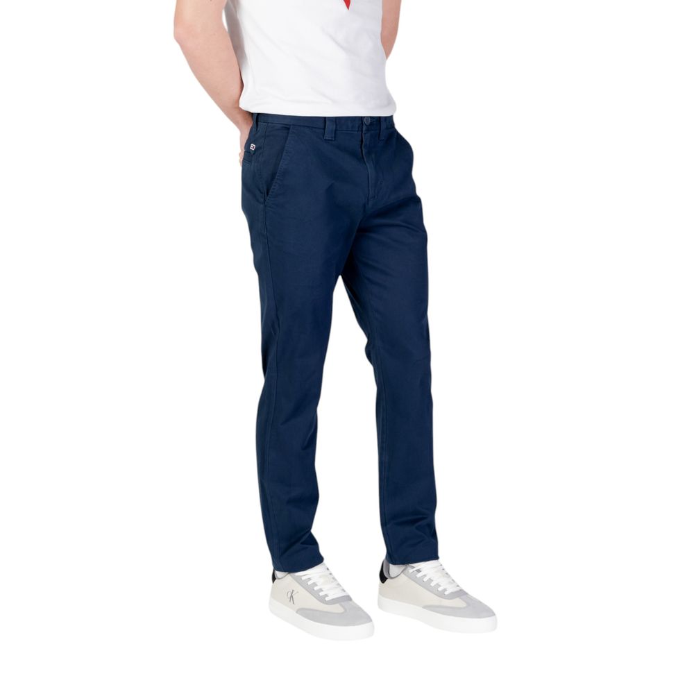 Trousers by Tommy Hilfiger Jeans for men in stretch cotton blue features an on trend silhouette, showcasing a sophisticated skinny & slim with a long and for an on trend finish.