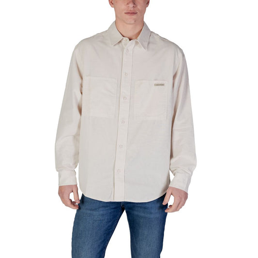 Calvin Klein Jeans Men's Long-Sleeve Cotton Shirt - Beige