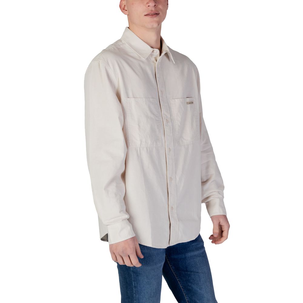 Calvin Klein Jeans Men's Long-Sleeve Cotton Shirt - Beige