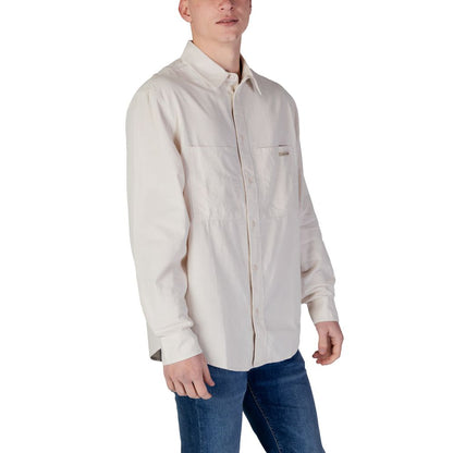 Calvin Klein Jeans Men's Long-Sleeve Cotton Shirt - Beige
