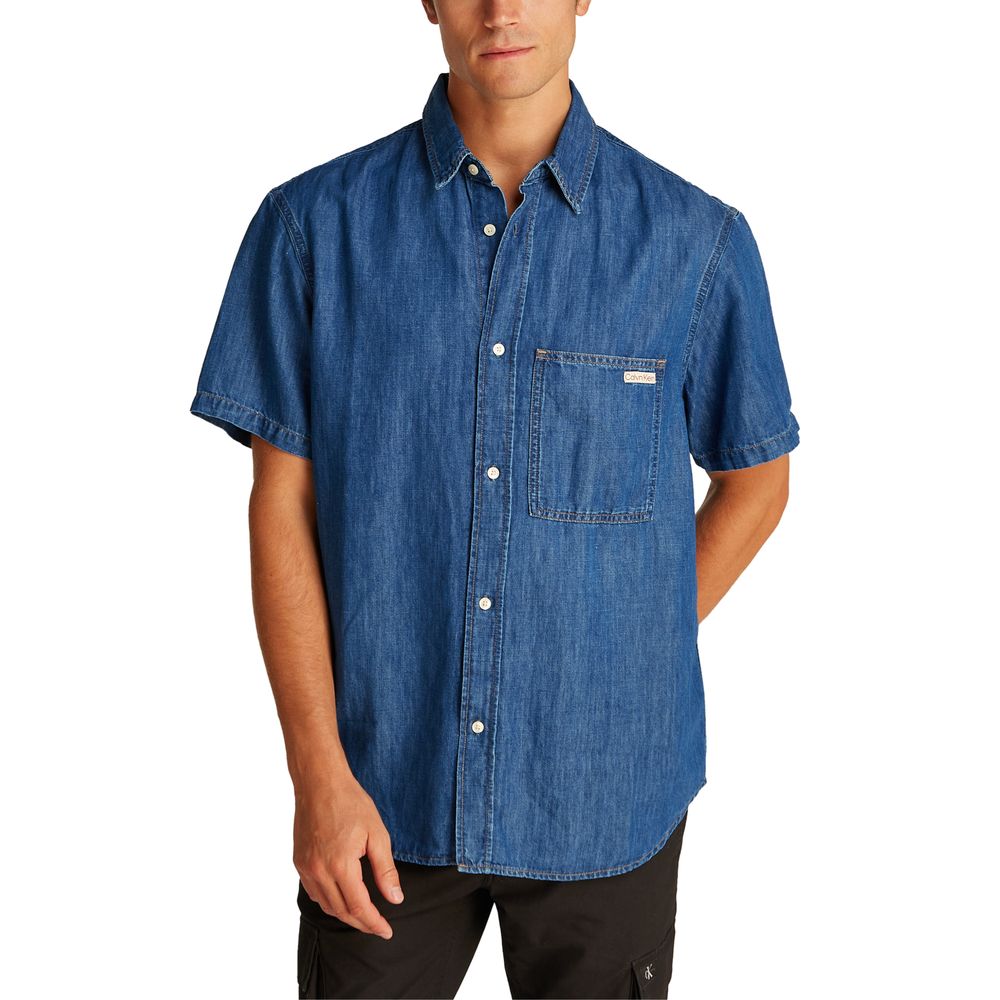 Calvin Klein Jeans Men's Lyocell & Denim Cotton Shirt - Blue
