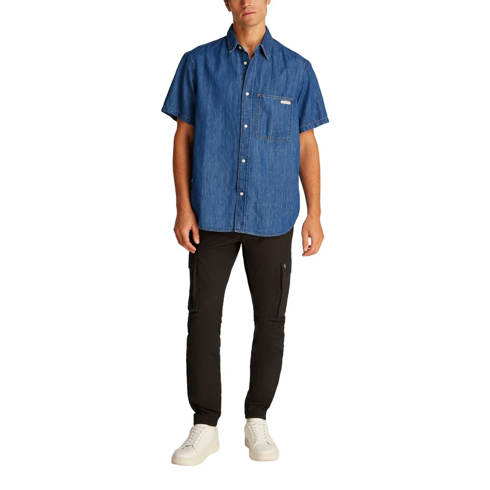 Calvin Klein Jeans Men's Lyocell & Denim Cotton Shirt - Blue