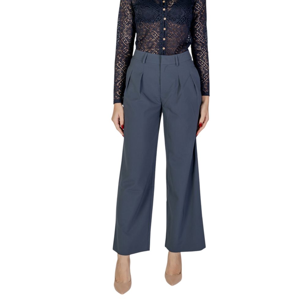 Calvin Klein Jeans Women's Wide High-Rise Stretch Viscose Polyester Trousers - Gray