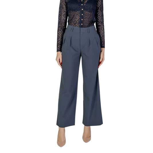 Calvin Klein Jeans Women's Wide High-Rise Stretch Viscose Polyester Trousers - Gray