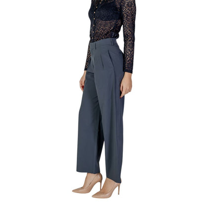 Calvin Klein Jeans Women's Wide High-Rise Stretch Viscose Polyester Trousers - Gray