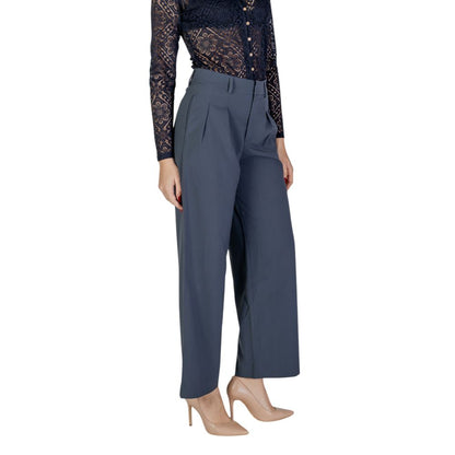 Calvin Klein Jeans Women's Wide High-Rise Stretch Viscose Polyester Trousers - Gray