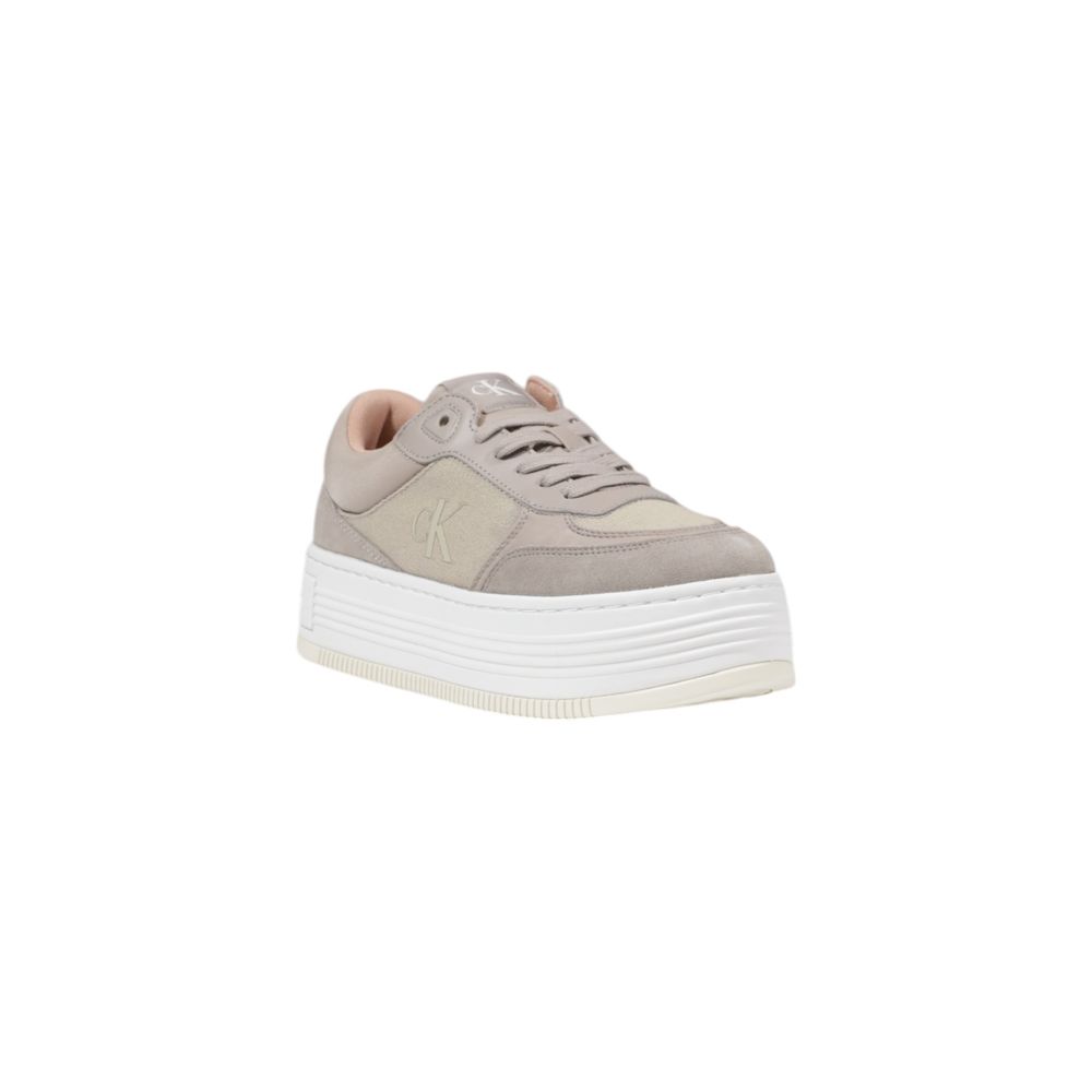 Sneakers by Calvin Klein Jeans for women in cotton beige presents a sumptuous silhouette from the Women's Padded Casual Cotton Sneakers collection, showcasing a sumptuous casual style for an elevated aesthetic.