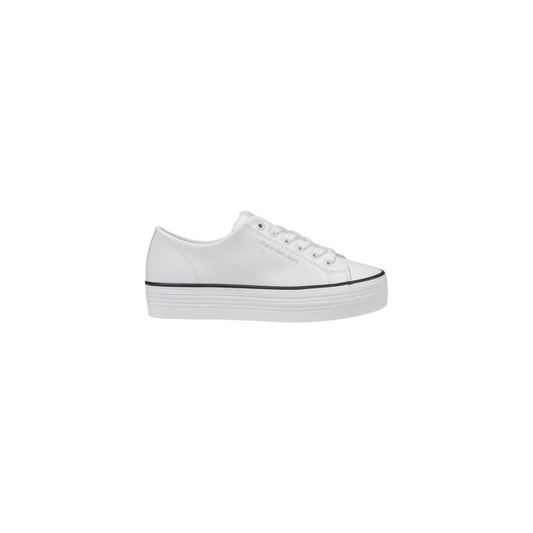 Sneakers by Calvin Klein Jeans for women in leather black & white features an sumptuous design from the Women's Low-Top Casual Leather Sneakers collection, highlighting a sumptuous low-top casual style for a premium, high-fashion look.