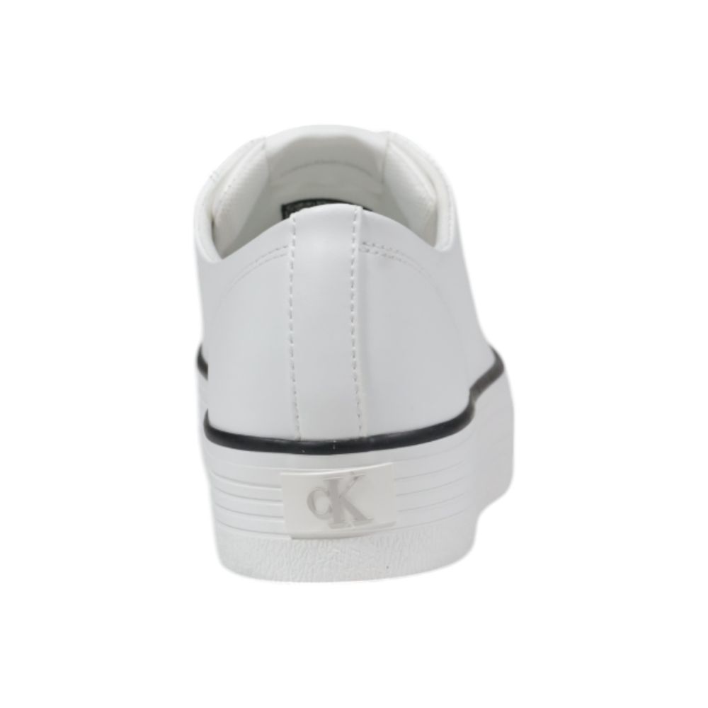Sneakers by Calvin Klein Jeans for women in leather black & white features an opulent silhouette from the Women's Low-Top Casual Leather Sneakers collection, showcasing a signature low-top casual style with an opulent finish.