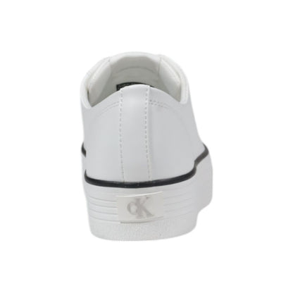 Sneakers by Calvin Klein Jeans for women in leather black & white features an opulent silhouette from the Women's Low-Top Casual Leather Sneakers collection, showcasing a signature low-top casual style with an opulent finish.