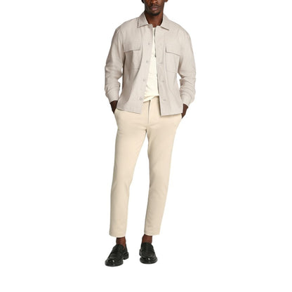Overcoat by Calvin Klein for men in stretch linen & lyocell beige features a contemporary silhouette showcasing a contemporary and refined breathable-design, lightweight & pockets for a sophisticated finish.