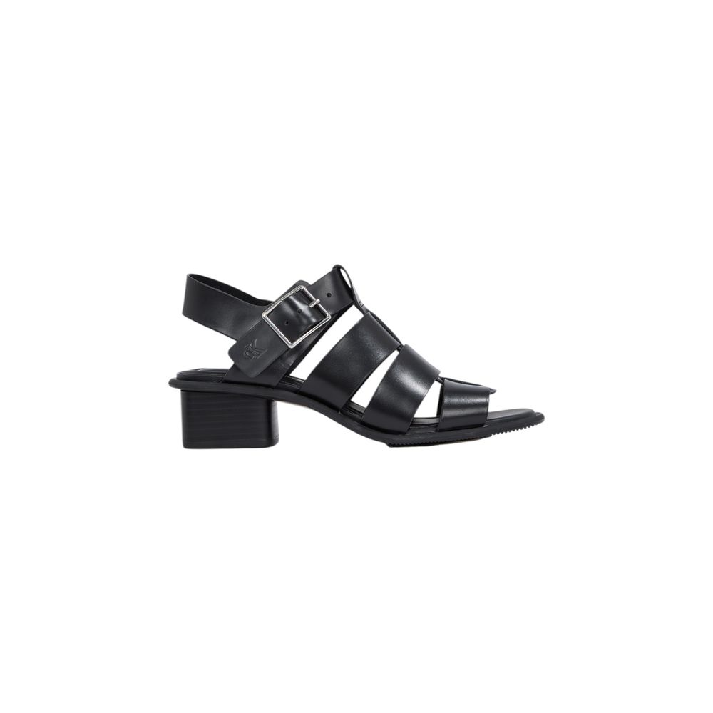 Flat Sandals by Calvin Klein Jeans for women in polyester & polyurethane black features an architectural silhouette, showcasing the architectural Women's Polyester & Polyurethane Flat Sandals with a flat and .