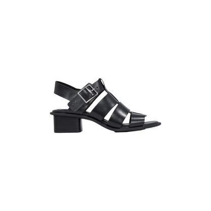 Flat Sandals by Calvin Klein Jeans for women in polyester & polyurethane black features an architectural silhouette, showcasing the architectural Women's Polyester & Polyurethane Flat Sandals with a flat and .