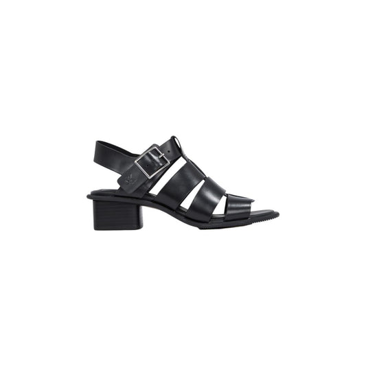 Flat Sandals by Calvin Klein Jeans for women in polyester & polyurethane black features an architectural silhouette, showcasing the architectural Women's Polyester & Polyurethane Flat Sandals with a flat and .
