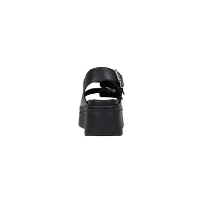 Wedge Sandals by Tommy Hilfiger Jeans for women in leather black features an statuesque Women's Leather Wedge Sandals silhouette with a refined wedge and elegant .