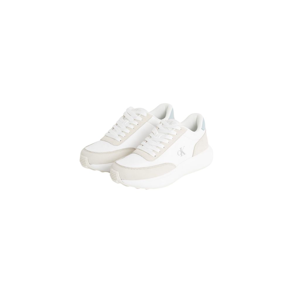 Sneakers by Calvin Klein Jeans for women in leather cream presents a sumptuous silhouette, artfully capturing the essence of the Women's Low-Top Leather Sneakers with its sumptuous low-top style design.