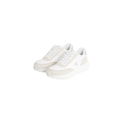 Sneakers by Calvin Klein Jeans for women in leather cream presents a sumptuous silhouette, artfully capturing the essence of the Women's Low-Top Leather Sneakers with its sumptuous low-top style design.