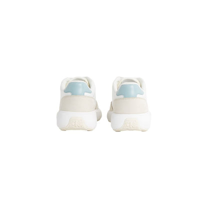 Sneakers by Calvin Klein Jeans for women in leather cream features an opulent silhouette from the Women's Low-Top Leather Sneakers collection, showcasing a signature low-top style with an opulent finish.