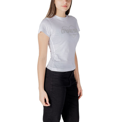 T-Shirt by Guess Active for women in cotton white features a plush silhouette, showcasing a sophisticated and for a truly plush finish.