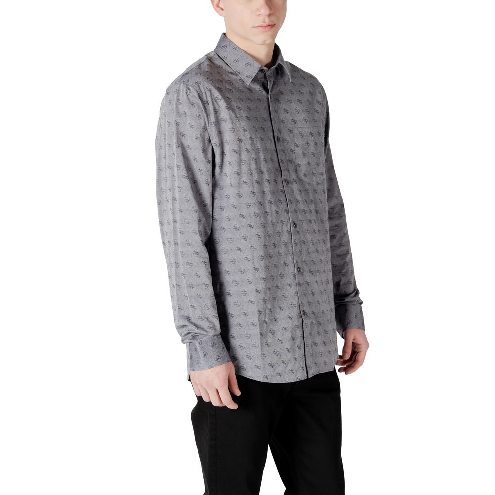 Shirt by Guess for men in stretch cotton & modal gray features an architectural silhouette with a refined and elegant for a architectural look.