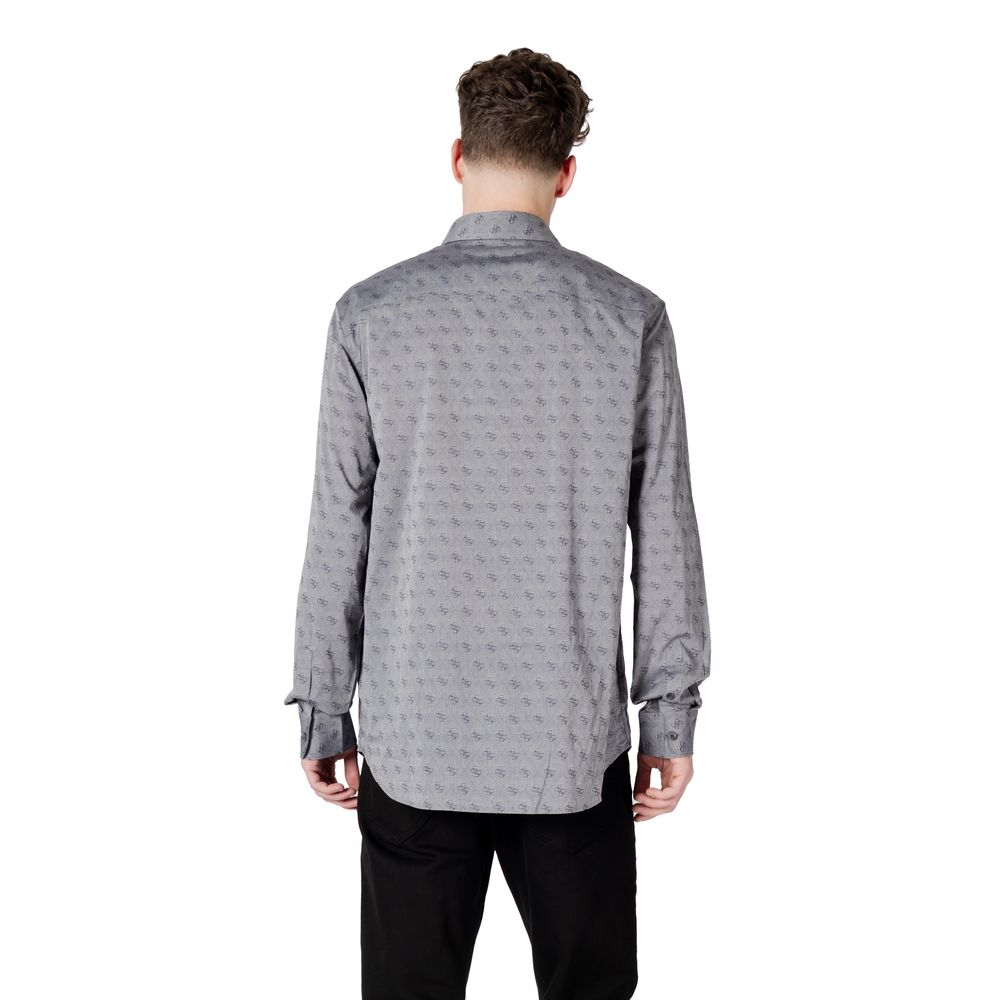 Shirt by Guess for men in stretch cotton & modal gray showcases a sleek silhouette, elegantly detailed with a sleek and for a sleek finish.