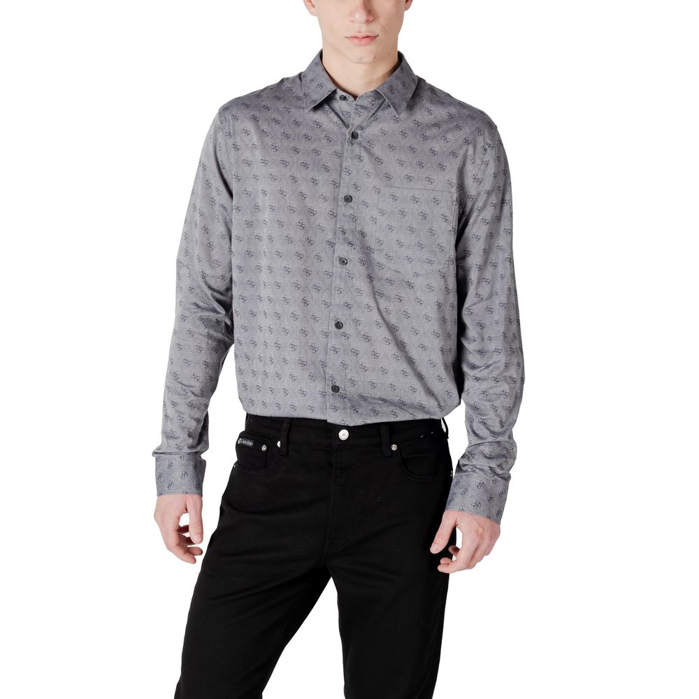 Shirt by Guess for men in stretch cotton & modal gray, featuring a nuanced and nuanced for a sophisticated finish.