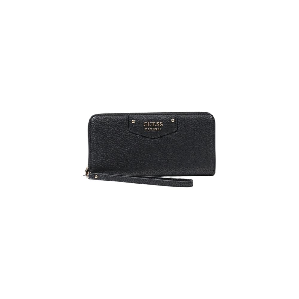 Wallet by Guess for women in pebbled poly leather black showcases a discerning silhouette, artfully capturing the essence of Downtown Chic Pebbled Poly Leather Wallet with its functional .